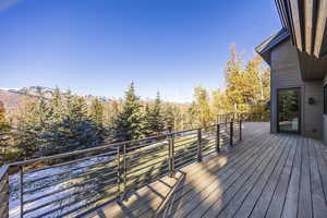 Deck featuring a mountain view