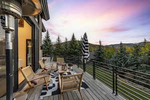 View of deck at dusk