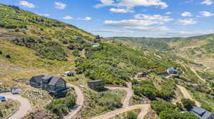 Aerial view with a mountain view