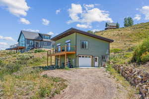 Exterior space with a garage