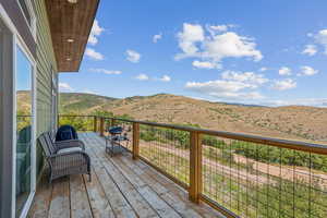 Balcony with a mountain view