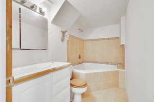 Full bathroom featuring  tiled shower / bath ready for final completion