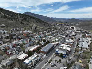 Drone / aerial view with a mountain view