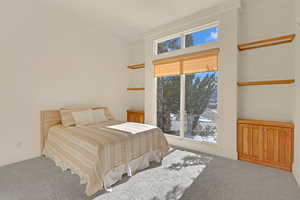 Carpeted bedroom with multiple windows