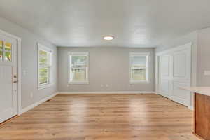 Interior space featuring light wood-style flooring