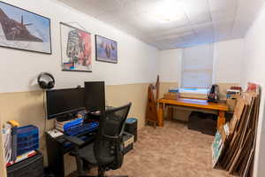 View of carpeted bedroom or office space