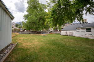 View of yard with a mountain view