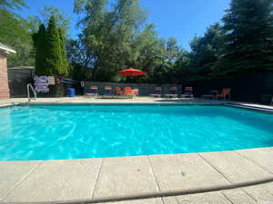 View of swimming pool featuring a patio area