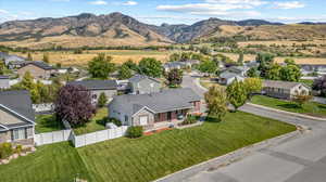 Bird's eye view with a mountain view