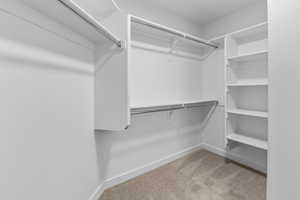 Walk in closet with carpet