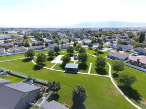 Drone / aerial view with a mountain view