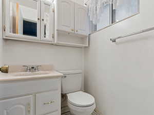 Bathroom with vanity and toilet