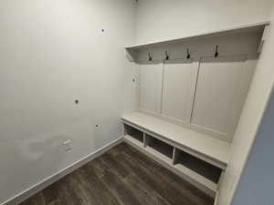 Mudroom with dark wood-type flooring