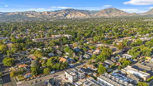 Aerial view featuring a mountain view