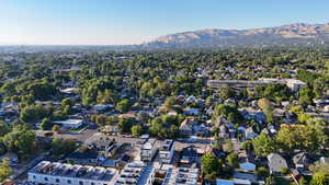 Aerial view with a mountain view