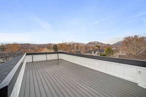 Deck featuring a mountain view