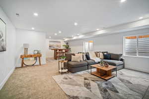 View of carpeted family room