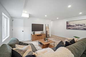 View of carpeted family room