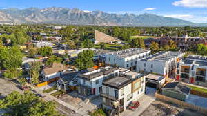 Aerial view with a mountain view