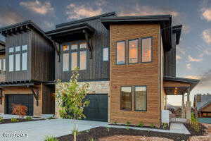 Modern home featuring a garage