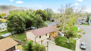 Aerial view featuring a mountain view