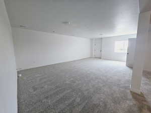 Spare room with carpet flooring and a textured ceiling