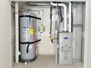 Utilities with secured water heater and heating unit