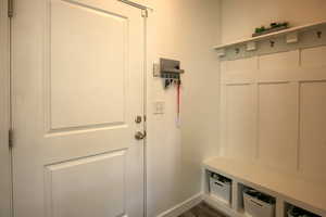 Mudroom  with bench, cubbies and hooks