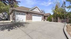 Exterior space featuring a garage