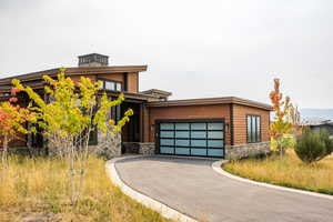 Contemporary home with a garage