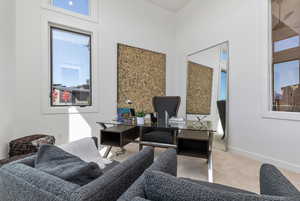 View of carpeted living room