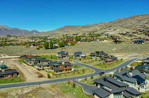 Aerial view featuring a mountain view