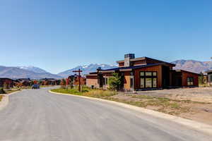 View of street with a mountain view