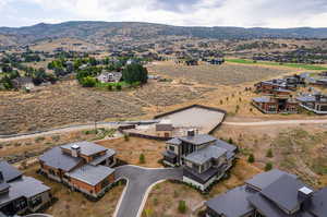 Drone / aerial view with a mountain view