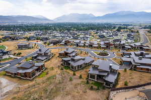 Drone / aerial view with a mountain view