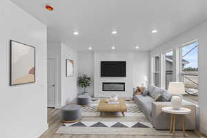 Living room featuring light wood-type flooring