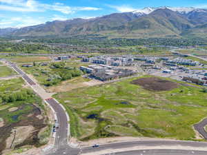 Aerial view featuring a mountain view