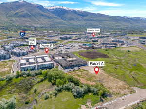 Birds eye view of property with a mountain view