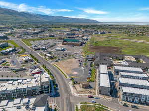 Aerial view featuring a mountain view