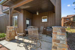 View of patio featuring grilling area