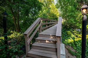 Secluded bridge over stream