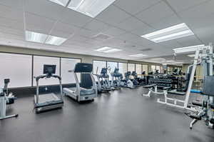 2nd Floor.Exercise room featuring a drop ceiling