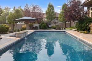 View of pool with a patio area