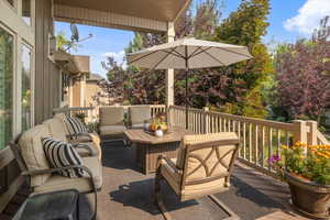 Exterior space featuring a wooden deck