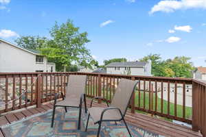 Wooden deck with a yard