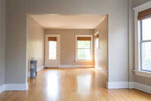 Interior space with light hardwood / wood-style floors