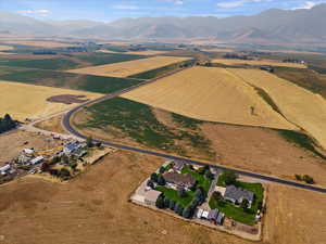 Aerial view featuring a mountain view and a rural view