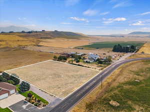 Aerial view with a mountain view and a rural view