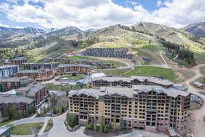 Drone / aerial view with a mountain view