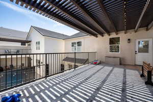 View of patio with a pergola